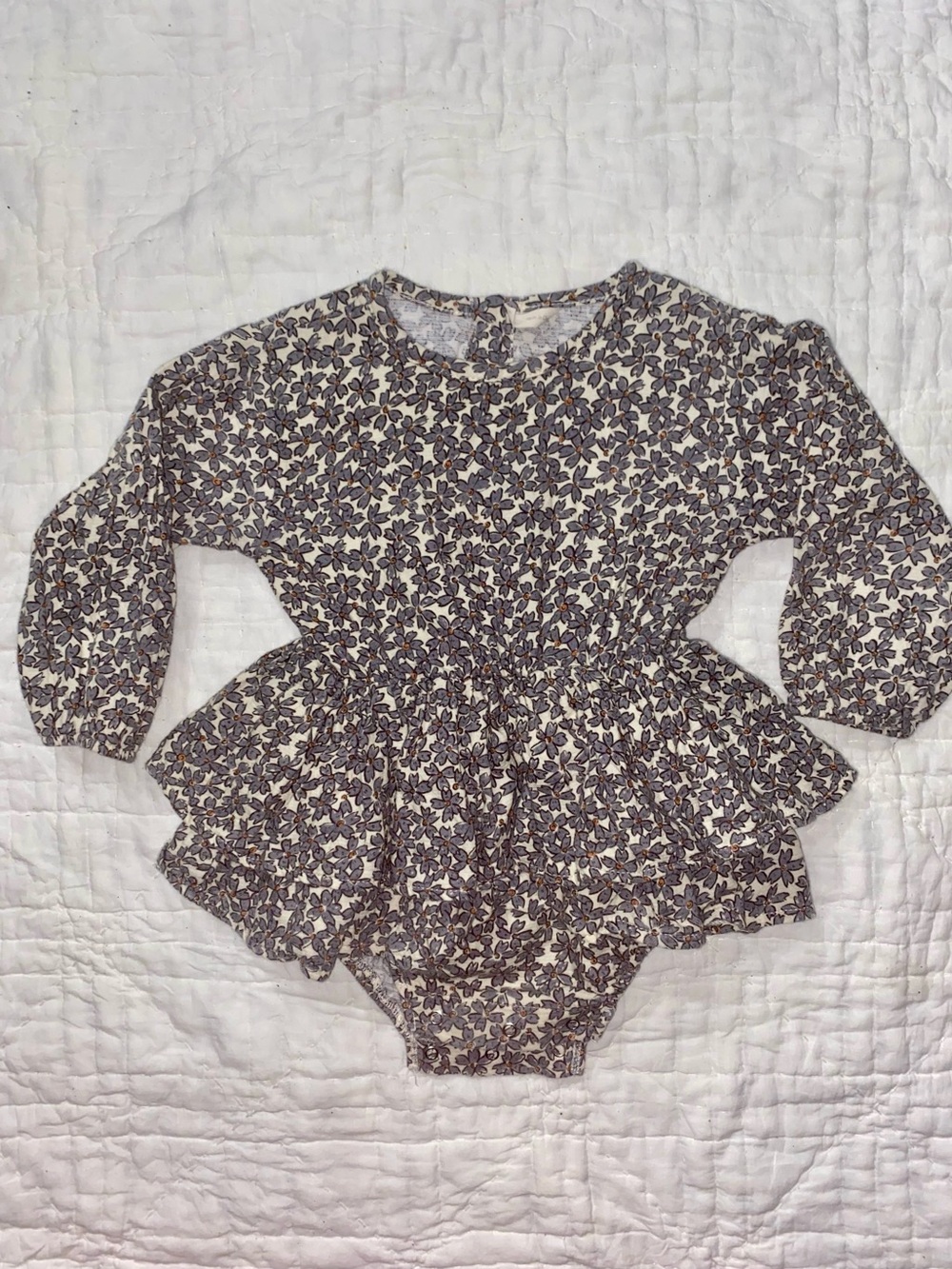 Quincy Mae Floral Ruffle Long-Sleeve Onesie